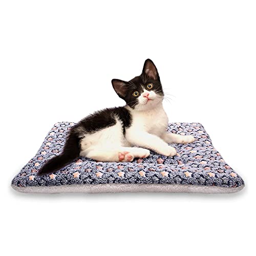 FJWYSANGU Fluffy Pet Cat Blanket Soft Coral Velvet Pet Puppy Cushion Mat Warm Cover Soft Pad Mat(Star V2/Dark Blue,Large) - color: Star V2/Dark Blue, size: Large