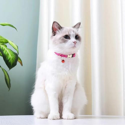 Hot Pink XS Dog Collar with Bell, Reflective Nylon XSmall Puppy Collars Soft Adjustable Buckle for XXS Small Puppia Female Tiny Pets Cats Girl Kitten Yorkie X-Small - color: Hot Pink