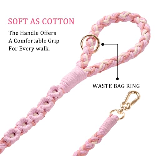 Double Dog Leash – Tangle-Free Dual Leash with 360° Swivel, Shock Absorbing Bungee, Reflective Stitching & Hand-Braided Main Rope (Supports Up to 440 lbs, Pink) - color: Pink
