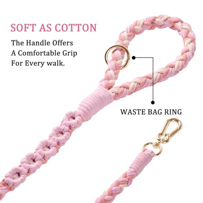 Double Dog Leash – Tangle-Free Dual Leash with 360° Swivel, Shock Absorbing Bungee, Reflective Stitching & Hand-Braided Main Rope (Supports Up to 440 lbs, Pink) - color: Pink