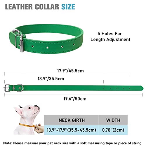Pet Collars - Leather Small Dog Collars - 12 Color Adjustable ID Collar Identification Leather for Puppy Medium Large Breed Dogs - Neck 14~18 Inches - size: L(Neck:14''~18'')