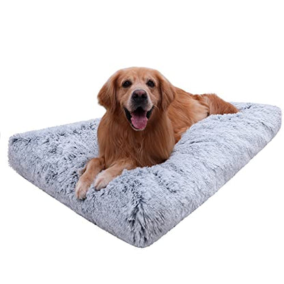 Vonabem XXXL Dog Bed Washable, Large Waterproof Pet Bed with Removable Cover, Jumbo Dog Crate Bed 54 inch, Soft Plush Pet Beds, Anti Anxiety Kennel Pad Grey - color: Grey, size: 54.0"L x 37.0"W x 3.5"Th