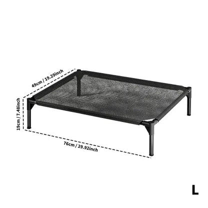 Pet Bed – Breathable Mesh Elevated Cooling Raised Bed Indoor Outdoor Use | Waterproof Easy Clean Surface Durable Frame | Lightweight Travel Friendly Low Profile Design Black Multiple Sizes