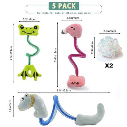 Interactive Cat Toys Set, Silvervine Chew Sticks and Catnip Spring Ropes, Indoor Cat Toys for Exercise and Dental Care, for All Cat Breeds (5 Pack) - color: 5 Pack
