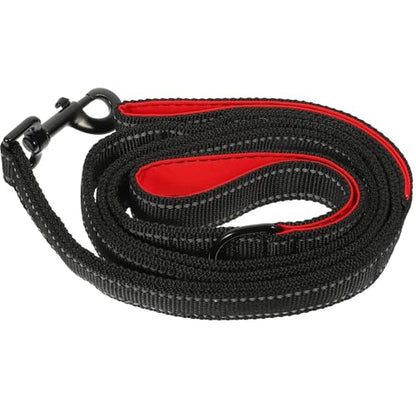 Beaupretty Double Handle Dog Leash Outdoor Pet Walking Leash with Traffic Handle for Medium Dogs Comfortable Non-Chafing Grey and Red Traction Rope