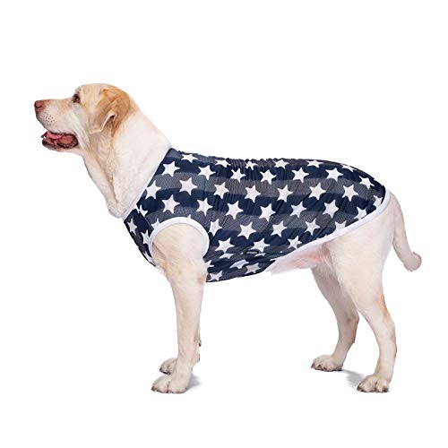 HDKUW Pet Clothes,Dog Summer T-Shirt Cool Breathable Sunscreen Dog Vest Clothes Outfit Costume for Medium Large Dogs Blue Star XL - color: Blue Star, size: XL