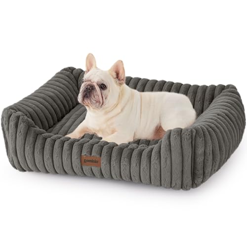 ZOMISIA Dog Bed Medium Size Dog - Large Rectangle Orthopedic Pet Bed with Fluffy Washable Cover and Anti-Slip Bottom, 30x24x9inches, Grey - color: Grey, size: 30"x 24"x 9"