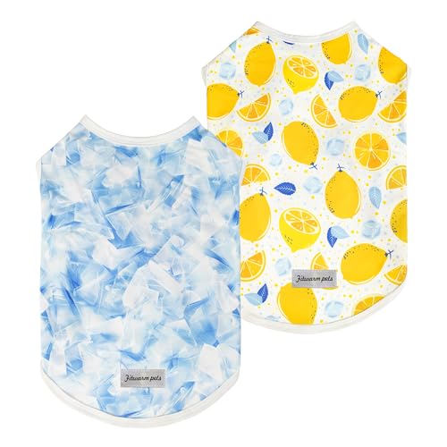 Fitwarm 2 Pack Ice Lemon UPF 50+ UV Sun Protection Dog Shirt, Lightweight Dog Cooling Vest, Quick Dry Summer Clothes for Small Dogs Boy Girl, Pet Outfit, Blue, Yellow, White, XS - color: Ice & Lemon, size: X-Small