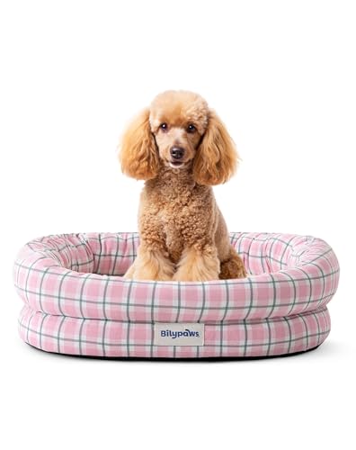 Orthopedic Dog Bed for Medium Size Dogs, Pet Sofa Bed with Egg Crate Foam, 4-Sided Bolster, Removable Washable Cover & Anti-Slip Bottom, Medium Pink Plaid - color: Pink Plaid, size: M - (28.0"L x 23.0"W x 6"Th)