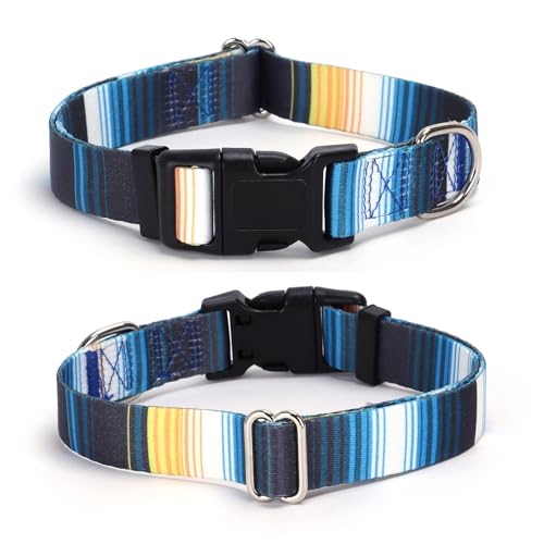 Boy Dog Collar, Gradient Style Pattern Design Quick Release Buckle Soft Nylon Male Blue Puppy Collar Adjustable for Xs Small Medium Large Pet Dogs Cats, XSmall - color: 17, size: XS(Neck 7-10")