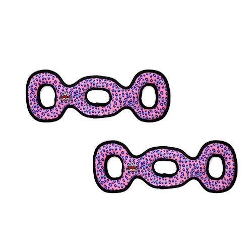 TUFFY- World's Tuffest Soft Dog Toy- Tug O War -Squeakers - Multiple Layers. Made Durable, Strong & Tough.(Tug,Toss & Fetch).Machine Washable & Floats (3Way Tug Pink Leopard, Large 2 Pack) - color: 3Way Tug Pink Leopard, size: Large 2 Pack