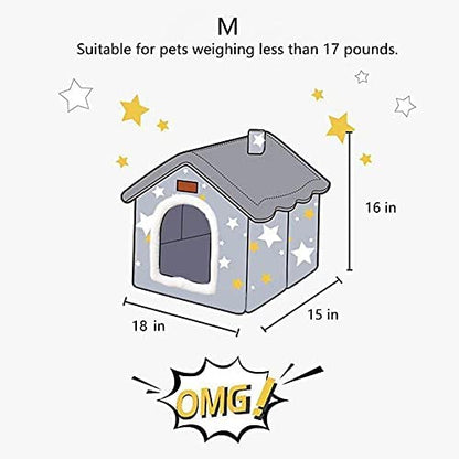 Dog House Indoor, Foldable Soft Kennel Bed Warm Cat Nest Puppy Cave with Cushion for Small Medium Large Dogs Cats (M-Within 17 lbs) - size: M-within 17 lbs