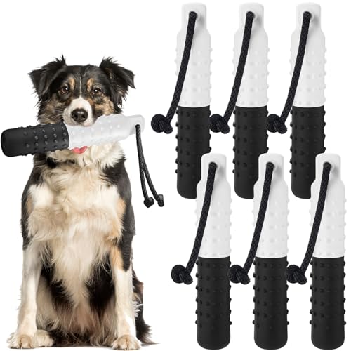 Blueweenly 4 Pcs Dog Bumper Toy for Water Retrieving Plastic Puppy Training Dummy Dog Float Toy Lightweight for Float on The Water Pool Outdoor Training Hunting Fetching (Black and White) - color: Black and White