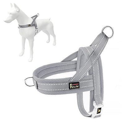 Plutus Pet No Pull Dog Harness with Breathable Mesh Padded, Adjustable Reflective Escape Proof Dog Harness, Quick Fit Dog Vest Harness for Small Medium Large Dogs(S, Gray) - color: Gray, size: S: chest 17"-19.7"