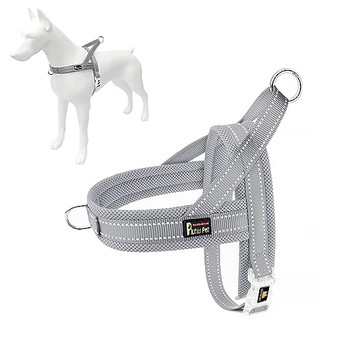 Plutus Pet No Pull Dog Harness with Breathable Mesh Padded, Adjustable Reflective Escape Proof Dog Harness, Quick Fit Dog Vest Harness for Small Medium Large Dogs(XXS, Gray) - color: Gray, size: XXS: chest 11.8"-15"