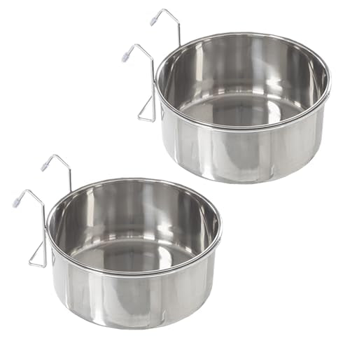 Set of 2 Stainless-Steel Dog Bowls - Cage, Kennel, and Crate Hanging Pet Bowls for Food and Water - 50.4oz or 6.3 Cups Each and Dishwasher Safe by PETMAKER - size: 50oz