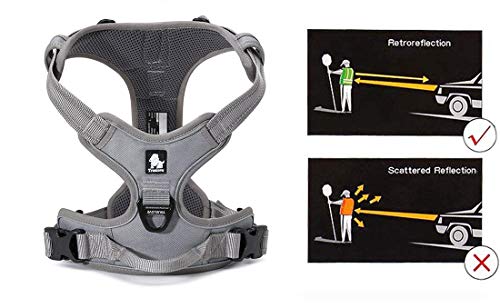 JUXZH Truelove No Pull Dog Harness with Easy Control Handle and 2 Leash Attachments,Reflective Adjustable Pet Vest - color: Gray, size: Small (Pack of 1)