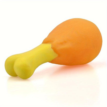1 Pack Squeaky Chew Toy for Dogs Interactive Silicone Chicken Leg with Bite Force Resistance Durable Puppy Teething Toy (Orange) - color: B