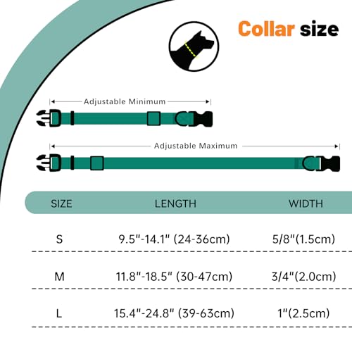Waterproof Dog Collar, Easy to Clean Rubber Dog Collars with Quick Release Buckle Fits Small Medium or Large Dogs (Emerald Green, M < 11.8-18.5 inch) - color: Emerald Green, size: M (11.8-18.5 inch)