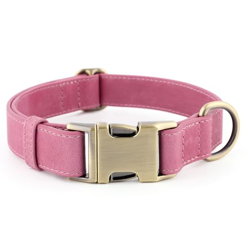 Plutus Pet Genuine Leather Dog Collar – Adjustable Pet Collar with Quick Release Metal Buckle, Soft Real Leather for Small Medium Large Dogs, Heavy Duty & Skin-Friendly (Pink, XS) - color: Pink, size: XS