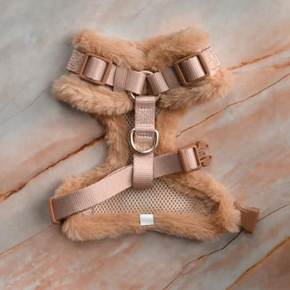 Premium No-Pull Dog Harness Soft Neoprene & Breathable Mesh Vest with Front & Back Clip D-Rings Adjustable Lightweight Walking Harness for Puppies, Small & Medium Dogs (Beige Fur Trim, S) - color: Beige Fur Trim, size: S: Neck=13.8-17.3''/Chest=16.1-21.3'