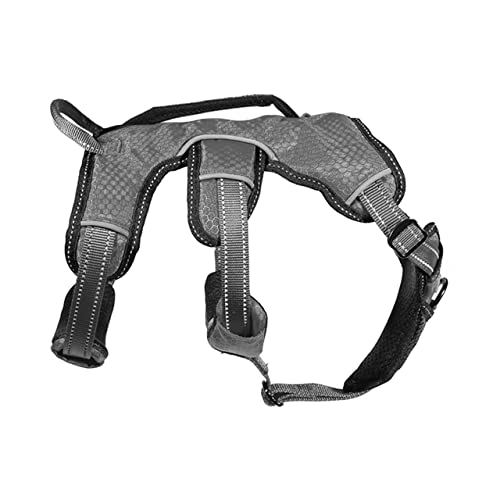 Tuff Pupper Escape Proof No Escape Dog Harness | 5 Point Adjustable Fit Harness for Dogs | Padded Dog Harnesses | Handle Dog Lift Harnesses - color: Steel Grey, size: Medium