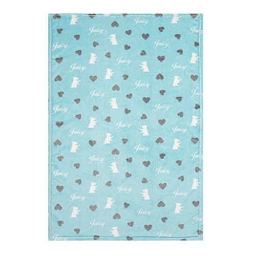 Juicy Couture Turquoise Blue Dog Blanket with Sherpa Bone Shaped Pillow - Plush Puppy Throw, Breathable, Lightweight, Machine Washable, Cat Blanket for Small, Medium & Large Pets - color: Turquoise Blue Scottie Hearts