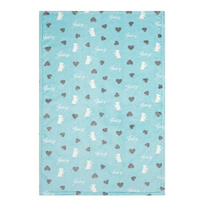 Juicy Couture Turquoise Blue Dog Blanket with Sherpa Bone Shaped Pillow - Plush Puppy Throw, Breathable, Lightweight, Machine Washable, Cat Blanket for Small, Medium & Large Pets - color: Turquoise Blue Scottie Hearts
