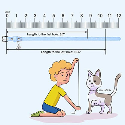 PUPTECK 2 PCS Soft Genuine Leather Cat Kitten Collar with Bells Adjustable for Girl Boy Cats Puppy - Pink, Blue - color: Pink&Blue