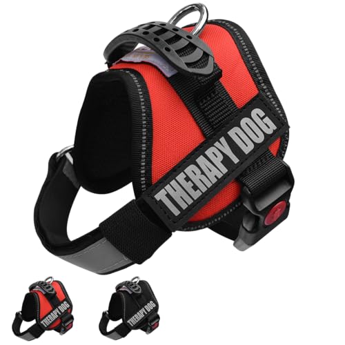 Albcorp Reflective Therapy Dog Vest Harness with 2 Removable Patches, Adjustable Woven Nylon, for Therapy Visits and Volunteer Programs, Red, Small - color: Red, size: S: 20''- 27'' Girth