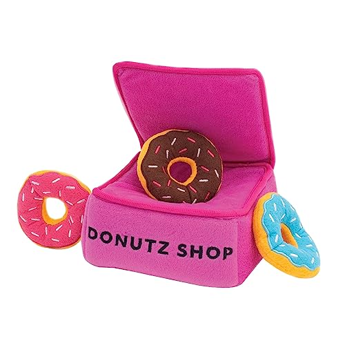 ZippyPaws Burrow- Interactive Dog & Puppy Toys for Boredom, Stimulating Pet Products to Keep Them Busy, Hide & Seek Plush Dog Puzzle, Enrichment Squeaky Toy, for Small & Medium Dogs- Donutz Box - style: Donutz Box
