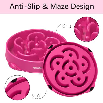 MateeyLife Large Slow Feeder Dog Bowls, Anti-Choking Puzzle Dog Food Bowls, Anti-Slip Interactive Feeding Slow Down Eating, Bloat Stop Maze Dishes for Large Breeds 4 Cups Purple - color: J-Purple, size: Large