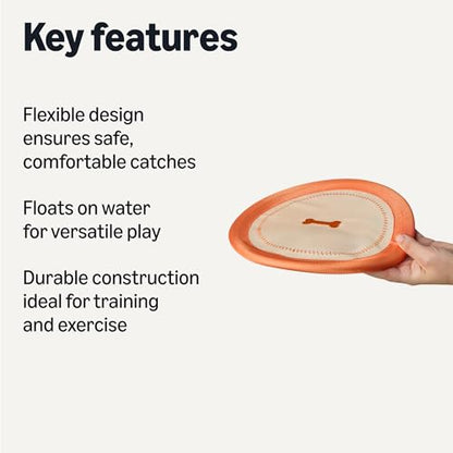 Amazon Basics Dog Flying Disc, Interactive Dog Toys for Fetch, Durable Water Floating, Soft Flexible Design, 2-Pack, 9.53 Inch, Beige/Orange - size: 2 Pack