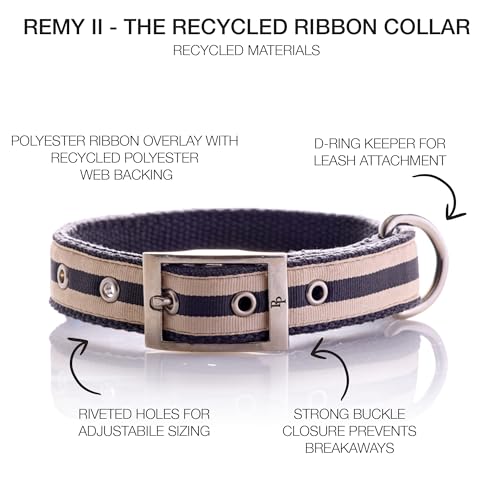 Pet Passion Remy II - The Recycled Ribbon Collar, Adjustable Pet Dog Collars for Small, Medium, Large Dogs and Puppy, Black Sand, X-Small - color: Black Sand, size: X-Small