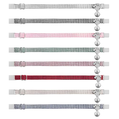 Personalized Breakaway Cat Collars - Magnetic Buckle, Bell - Safety Quick Release, Customized for Girls & Boys Cats- (Houndstooth-Khaki) - color: Houndstooth-Khaki