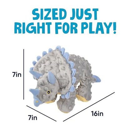 goDog Dinos Frills Squeaky Plush Dog Toy with Chew Guard Technology, Durable Fabric & Squeaker for Active Play, Gray, Large - color: Dinos Frills (Gray), size: Large