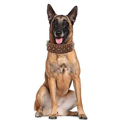 New Unisex Studded Leather Dog Collars Medium Large Dog Necklace for Pitbull Doberman Sizes M L(Red,M) - color: Red, size: M
