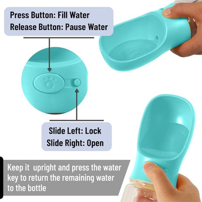 Mr. Pen- Portable Dog Water Bottle, 19 oz, Large, Leak Proof Puppy Water Dispenser with Drinking Feeder for Pets, Outdoor Walking, Hiking, Travel, Not Dishwasher Safe - color: Aqua