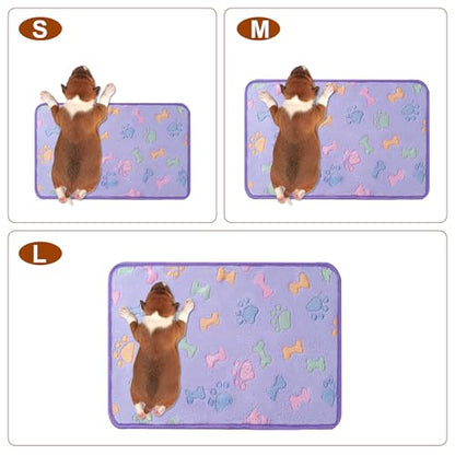 1 Pack 3 Blankets Super Soft Fluffy Premium Fleece Pet Blanket Flannel Paw Printed Throw for Dog Puppy Cat (Small 23x16'', Purple, Pink, Brown) - color: Purple, Pink, Brown, size: 23x16 inch(Pack of 3)