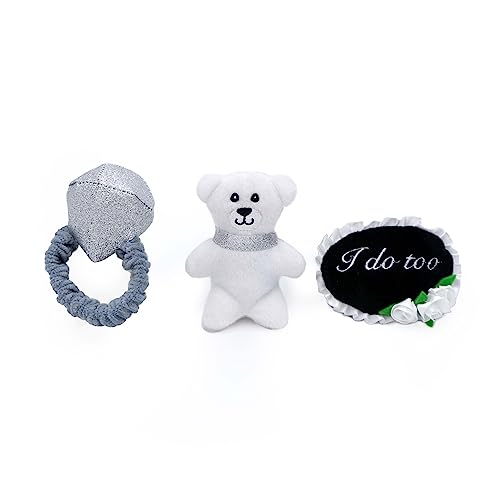 ZippyPaws Wedding Dog Toys - Wedding Ring Box Burrow, Gifts for Dog Couples, Fun Dog Engagement Toys for Photos, Rehearsals, After-Parties, and Wedding Gifts