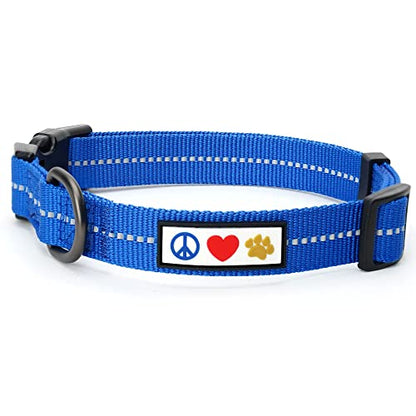 Pawtitas Recycled Dog Collar with Reflective Stitched Puppy Collar Made from Plastic Bottles Collected from Oceans Extra Small Blue Ocean - color: Recycled Blue, size: X-Small (Pack of 1)
