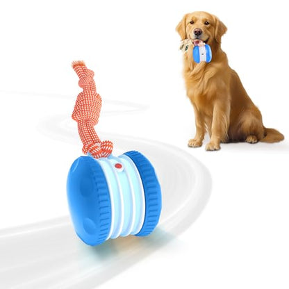 Interactive Dog Ball, Random Path Electric Automatic Moving and Rolling Dogs Toy with Rope for Small Medium Large Dogs, Motion-Activated Dog Stimulation Toy for Boredom Relief (Blue) - color: Blue