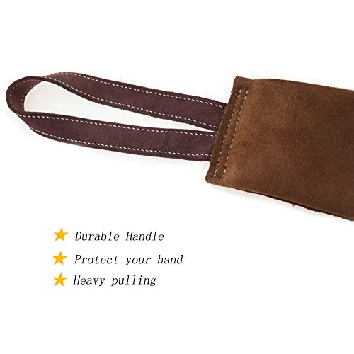 Lifeunion Dog Tug Bite Toy with Handle Leather Soft Durable Dog Training Tug of War Toys (Brown)