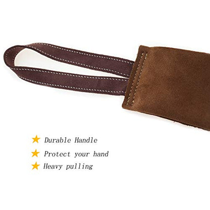 Lifeunion Dog Tug Bite Toy with Handle Leather Soft Durable Dog Training Tug of War Toys (Brown)