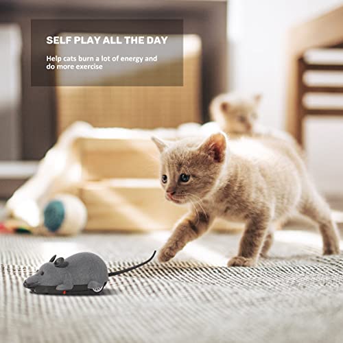 Auto Moving Mouse Cat Toy, Interactive Cat Toys Wireless Electronic Fake Mouse Rat Pet Toy Running Wheel Plush Rat Chasing Prank Toy for Cats Dogs Kids Novelty Gift By Greatstar (Grey, No Controller) - color: Grey, No Controller