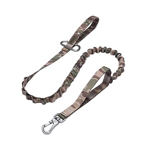 EXCELLENT ELITE SPANKER Bungee Dog Leash Tactical Nylon Adjustable Tactical No Pull Leads Rope for Dogs Quick Release Military Rope with 2 Control Handle (MCP) - color: MCP