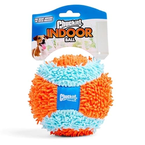Chuckit! Indoor Fetch Ball Dog Toy for Dogs - Interactive Dog Toys for Boredom, 4.75 Inch, Orange and Blue - color: Orange & Blue Fetch Ball, size: 4.75 inches (1 Pack)