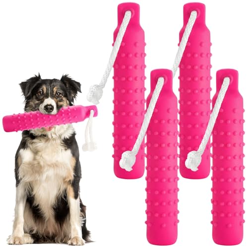 Blueweenly 4 Pcs Dog Bumper Toy for Water Retrieving Plastic Puppy Training Dummy Dog Float Toy Lightweight for Float on The Water Pool Outdoor Training Hunting Fetching (Pink) - color: Pink