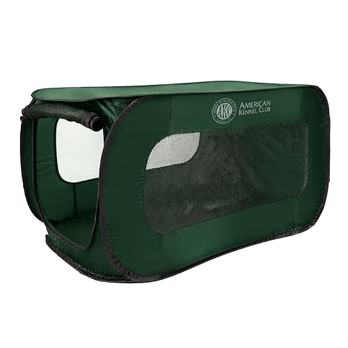 AKC 32-Inch Pop-Up Dog Kennel – Lightweight Travel Crate for Small Dogs – Foldable Indoor/Outdoor Pet Enclosure with Mesh Sides - color: Green