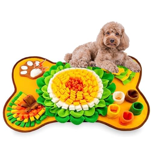 Washable Dog Snuffle Mat with Squeaker, Non-Slip Feeding Mat for Brain Games/25x17 Inch, Yellow - color: yellow